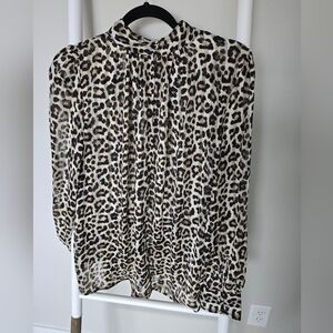 H&M Black and Cream Leopard Print Blouse